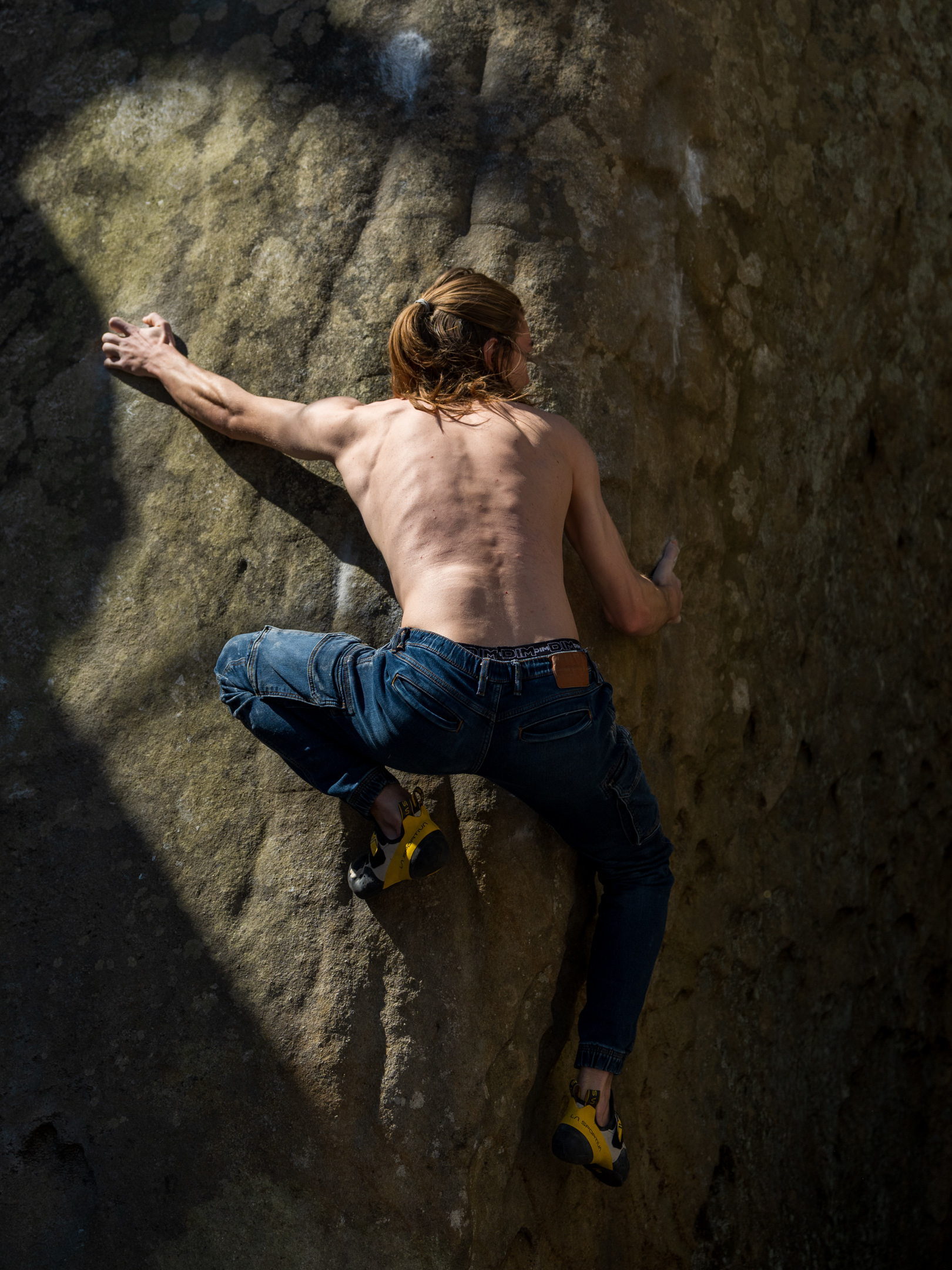 Rock climber on a vertical face